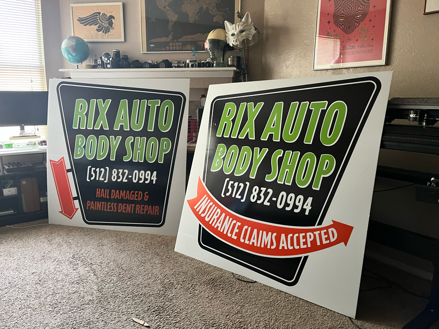 coroplastic with cut vinyl decals